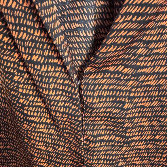 David Lerner Evereve Size L Black Brown Abstract Print Long Sleeve Thin Blouse - Picture 7 of 13